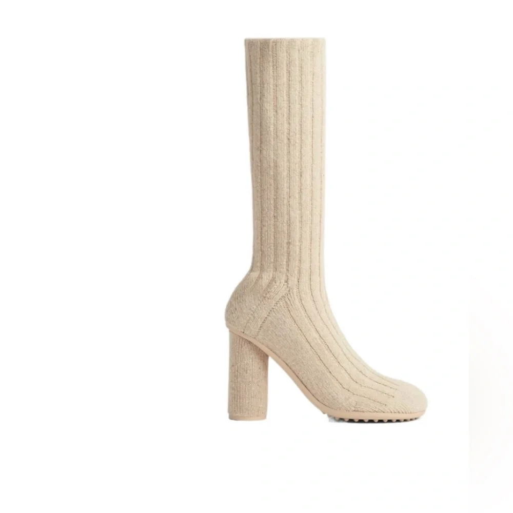 Bottega Veneta Beige Ribbed Knit Sock Boots‎ Size EU 40 / US 10 Women